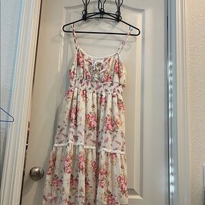 Dreamy Floral Pink and Cream Maxi Dress